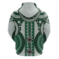 Bula Fiji Vintage Zip Hoodie Phthalo Green Masi Motifs LT7 - Polynesian Pride