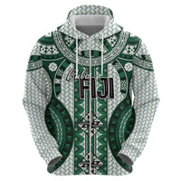 Bula Fiji Vintage Zip Hoodie Phthalo Green Masi Motifs LT7 - Polynesian Pride