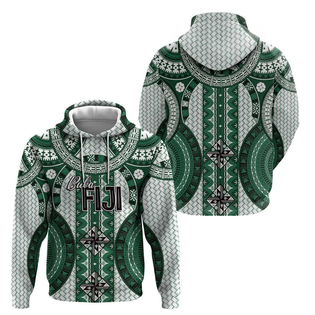 Bula Fiji Vintage Zip Hoodie Phthalo Green Masi Motifs LT7 - Polynesian Pride