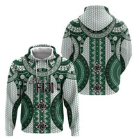 Bula Fiji Vintage Zip Hoodie Phthalo Green Masi Motifs LT7 - Polynesian Pride