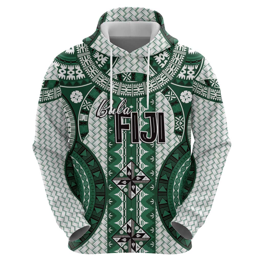 Bula Fiji Vintage Zip Hoodie Phthalo Green Masi Motifs LT7 - Polynesian Pride
