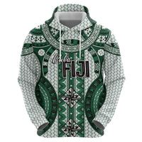 Bula Fiji Vintage Zip Hoodie Phthalo Green Masi Motifs LT7 - Polynesian Pride