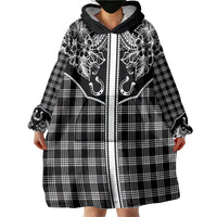 Hawai'i Paniolo Motif Black Wearable Blanket Hoodie Floral Palaka Print LT7 - Polynesian Pride