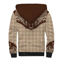 Hawai'i Paniolo Motif Leather Brown Sherpa Hoodie Floral Palaka Print LT7 - Polynesian Pride