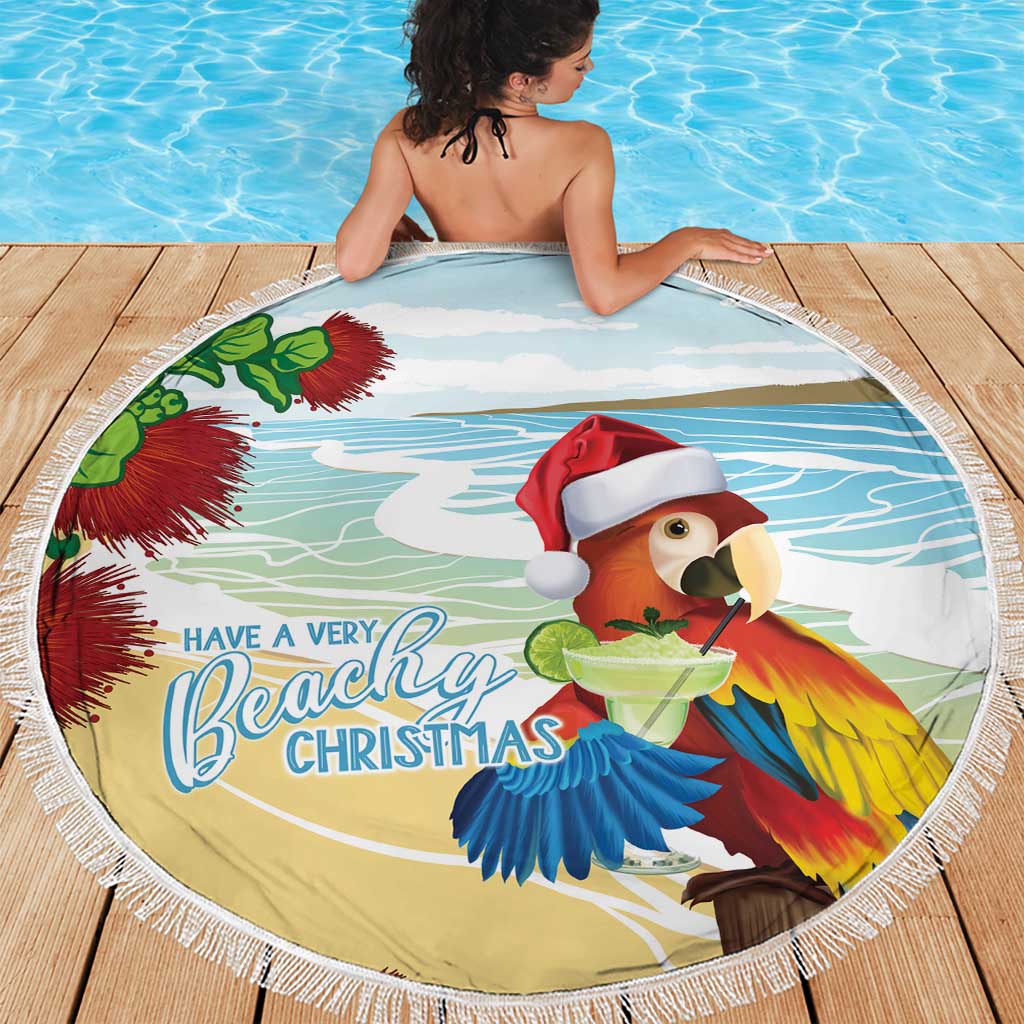 Have A Very Beach Christmas Beach Blanket Parrot By Lehua Flower - Polynesian Pride