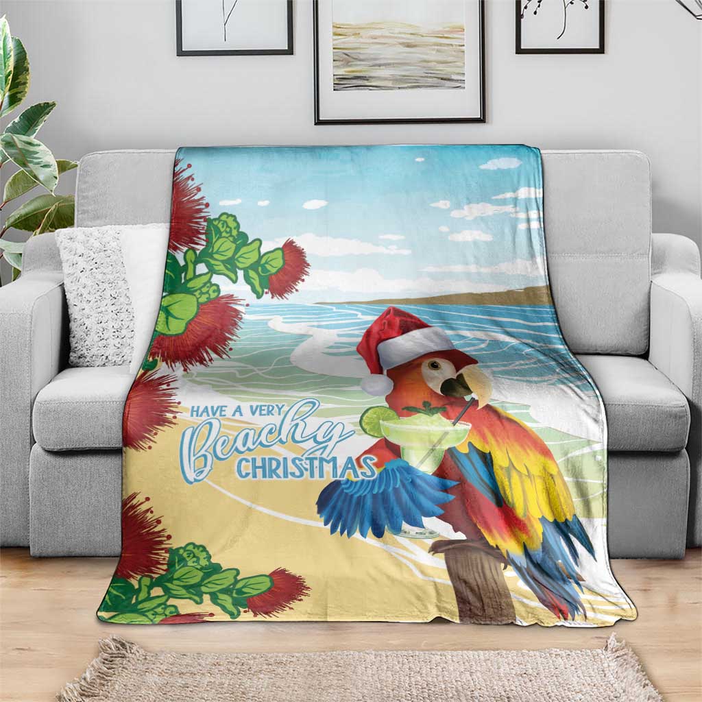 Have A Very Beach Christmas Blanket Parrot By Lehua Flower - Polynesian Pride