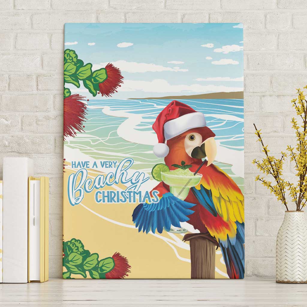 Have A Very Beach Christmas Canvas Wall Art Parrot By Lehua Flower - Polynesian Pride
