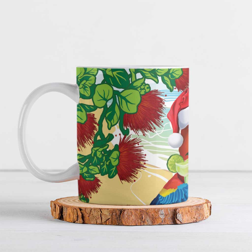 Have A Very Beach Christmas Ceramic Mug Parrot By Lehua Flower - Polynesian Pride