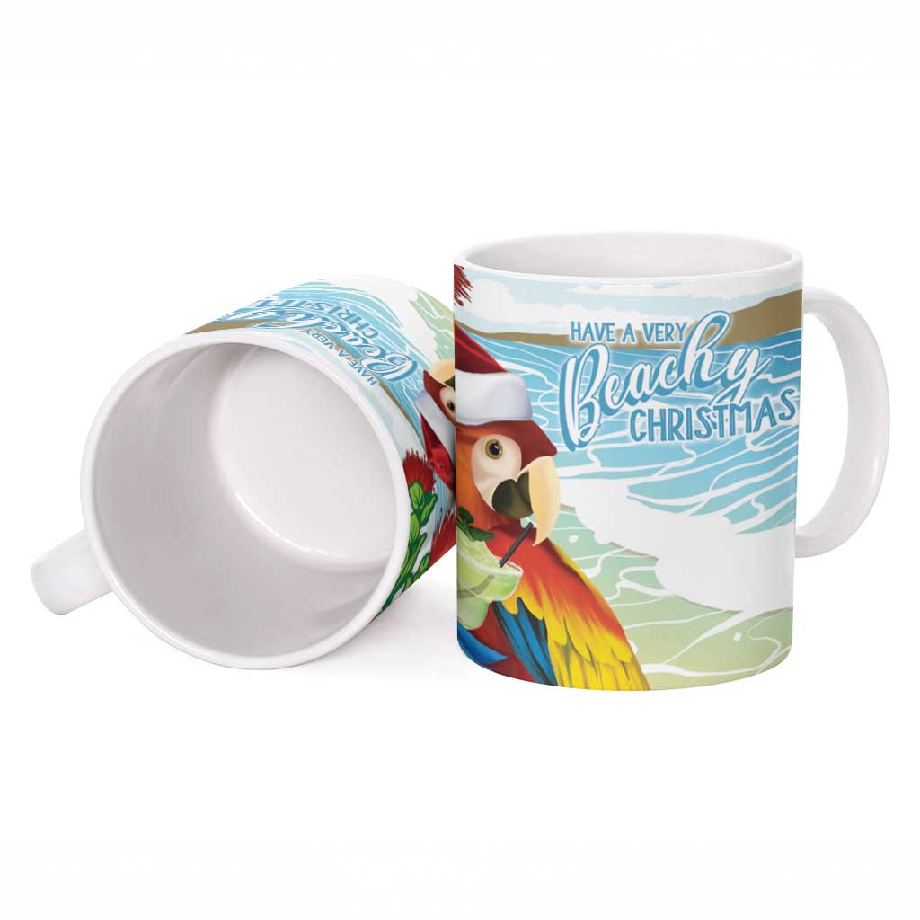 Have A Very Beach Christmas Ceramic Mug Parrot By Lehua Flower - Polynesian Pride