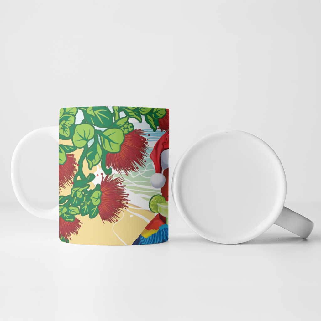 Have A Very Beach Christmas Ceramic Mug Parrot By Lehua Flower - Polynesian Pride