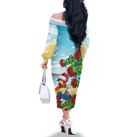 Have A Very Beach Christmas Family Matching Off The Shoulder Long Sleeve Dress and Hawaiian Shirt Parrot By Lehua Flower - Polynesian Pride