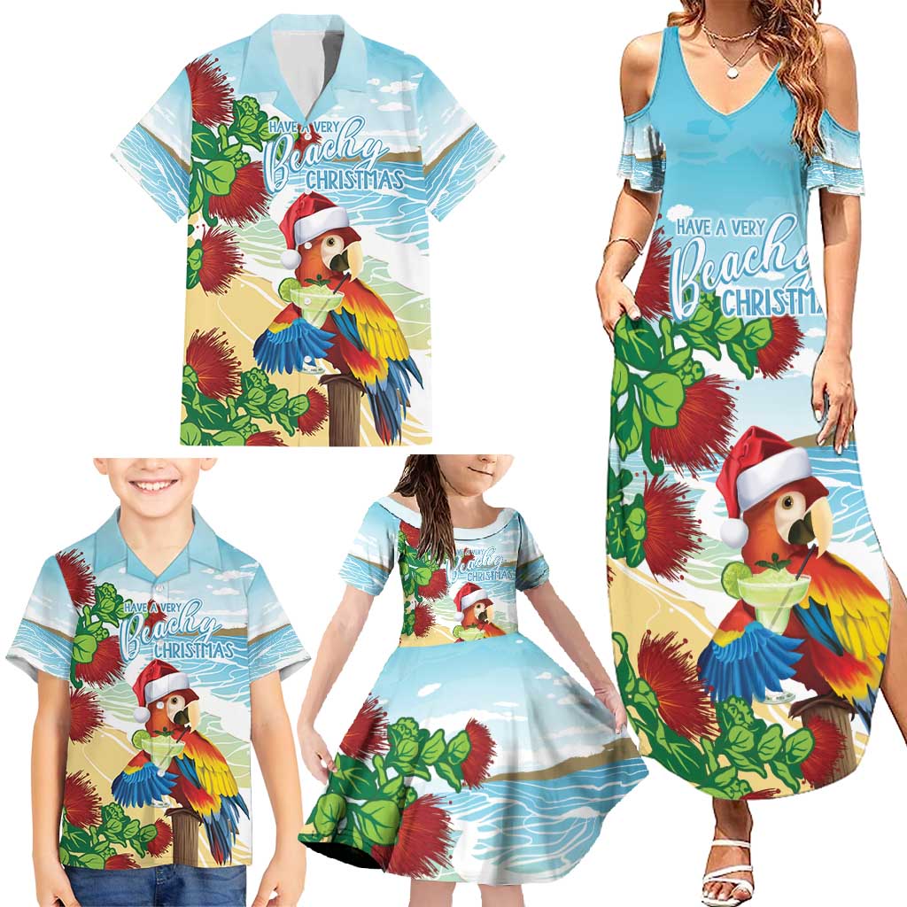 Have A Very Beach Christmas Family Matching Summer Maxi Dress and Hawaiian Shirt Parrot By Lehua Flower - Polynesian Pride