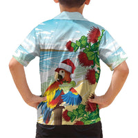 Have A Very Beach Christmas Kid Hawaiian Shirt Parrot By Lehua Flower - Polynesian Pride