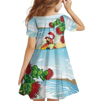 Have A Very Beach Christmas Kid Short Sleeve Dress Parrot By Lehua Flower - Polynesian Pride