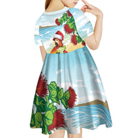 Have A Very Beach Christmas Kid Short Sleeve Dress Parrot By Lehua Flower - Polynesian Pride