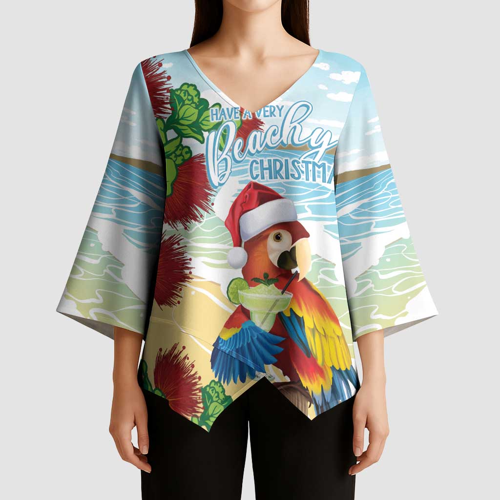 Have A Very Beach Christmas Kimono Sleeve Blouse Parrot By Lehua Flower - Polynesian Pride