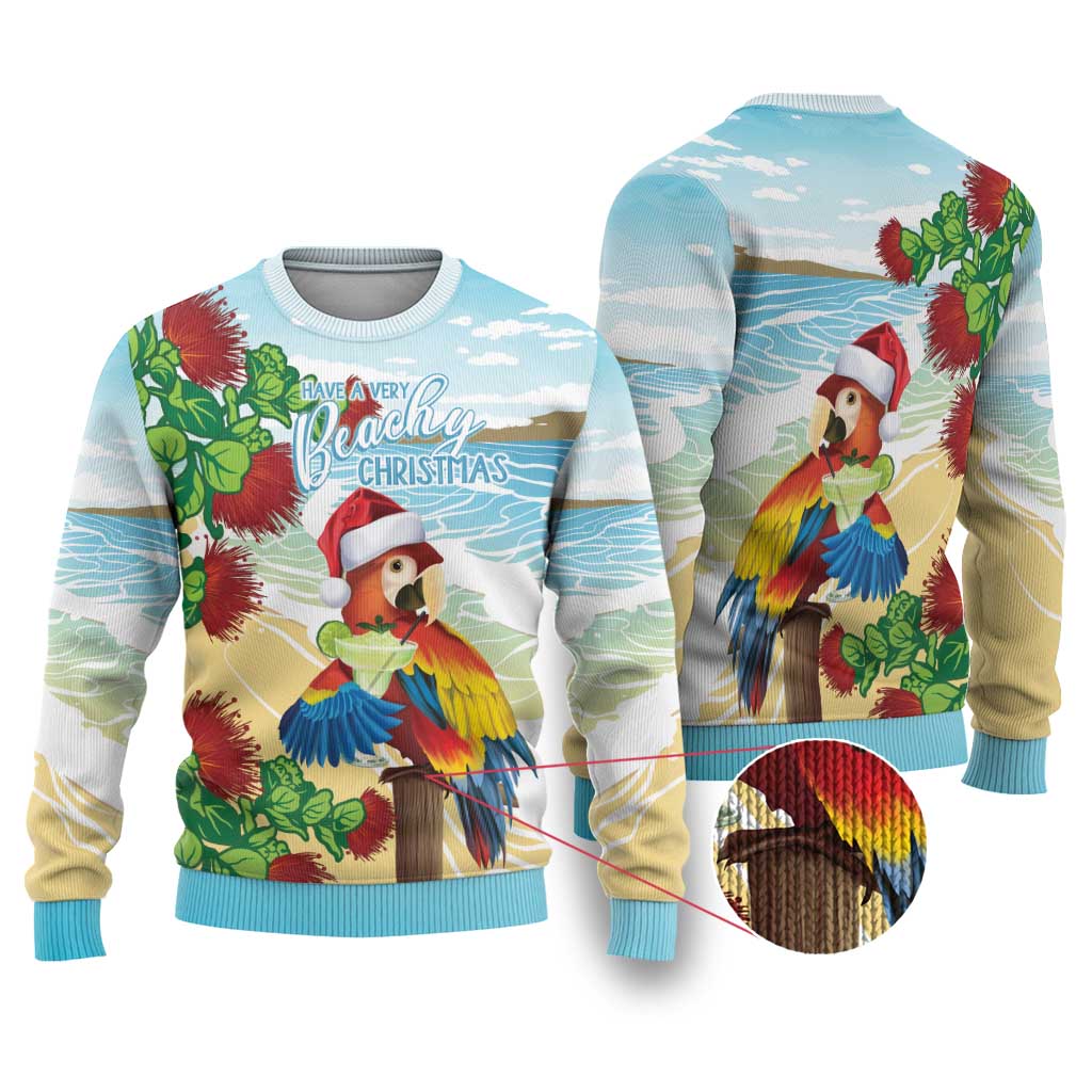 Have A Very Beach Christmas Ugly Christmas Sweater Parrot By Lehua Flower - Polynesian Pride