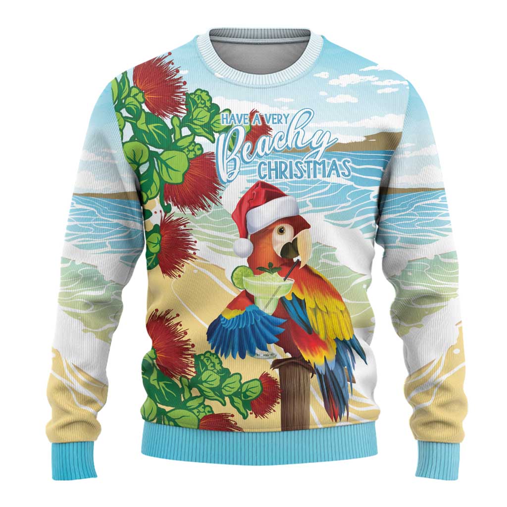 Have A Very Beach Christmas Ugly Christmas Sweater Parrot By Lehua Flower - Polynesian Pride