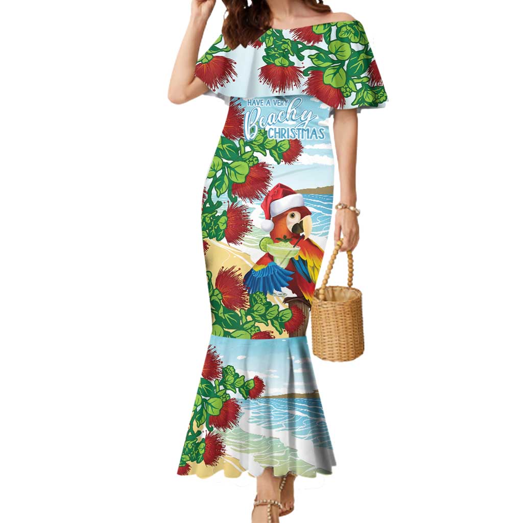Have A Very Beach Christmas Mermaid Dress Parrot By Lehua Flower - Polynesian Pride