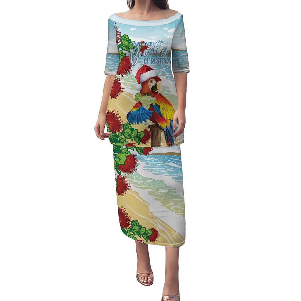 Have A Very Beach Christmas Puletasi Parrot By Lehua Flower LT7 Long Dress Art - Polynesian Pride