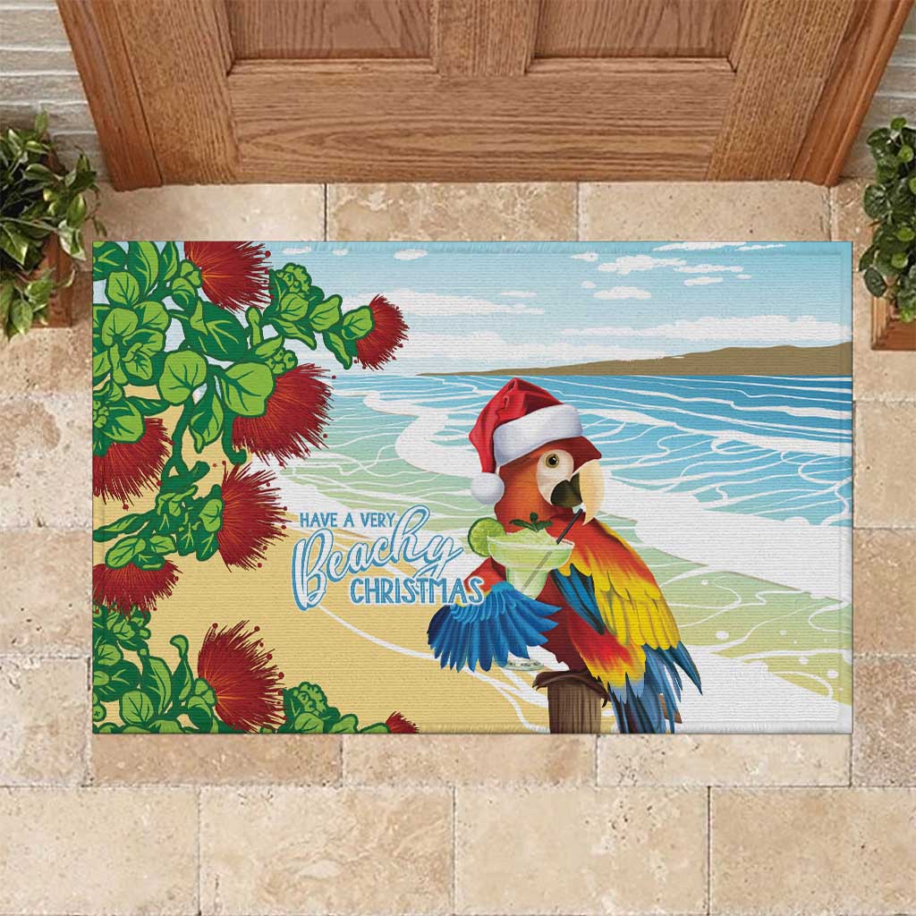 Have A Very Beach Christmas Rubber Doormat Parrot By Lehua Flower LT7 Art - Polynesian Pride
