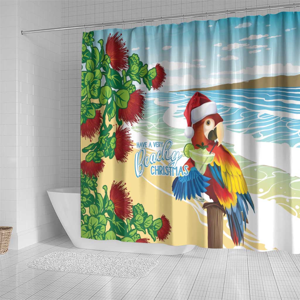 Have A Very Beach Christmas Shower Curtain Parrot By Lehua Flower - Polynesian Pride