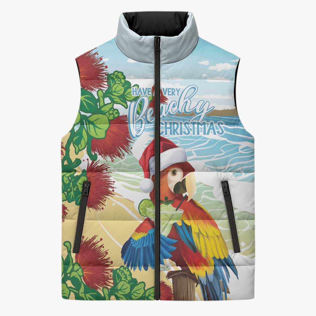 Have A Very Beach Christmas Sleeveless Puffer Jacket Parrot By Lehua Flower LT7 Unisex Art - Polynesian Pride
