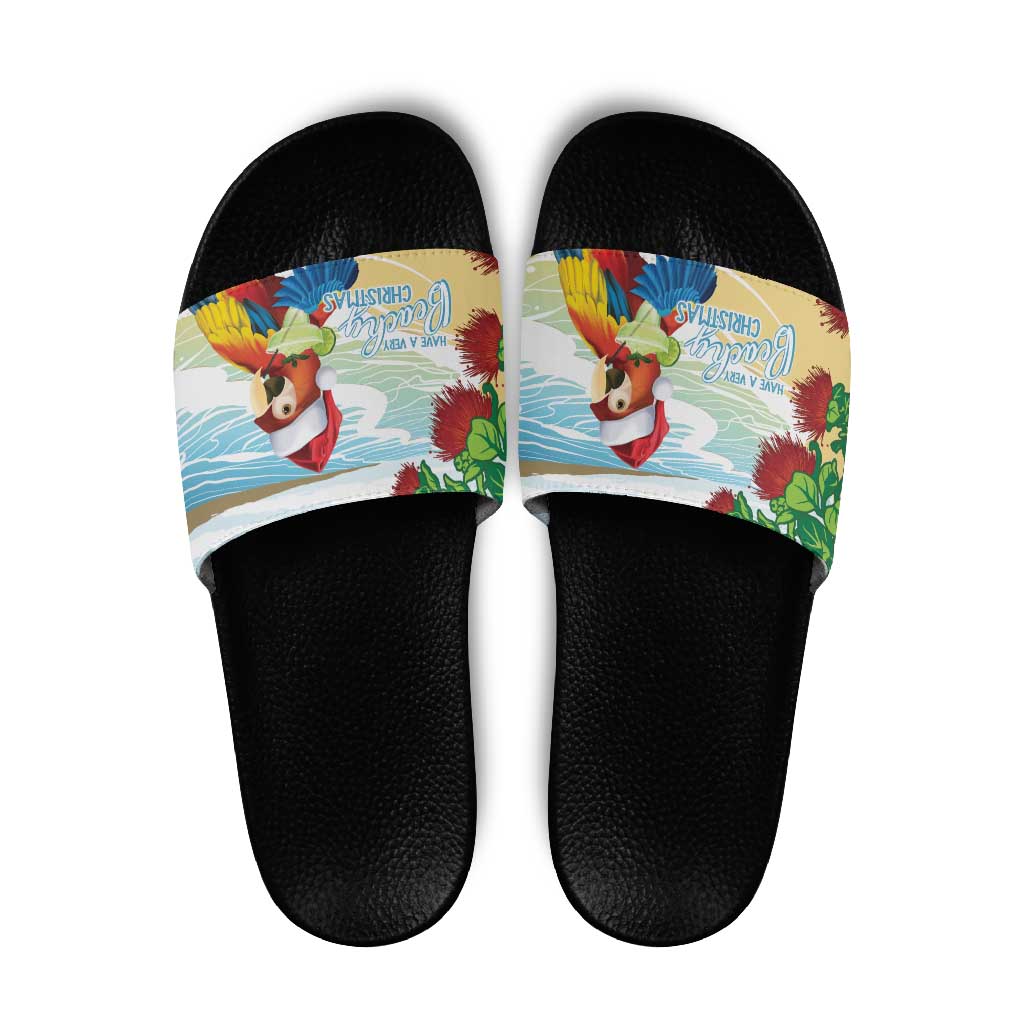 Have A Very Beach Christmas Slide Sandals Parrot By Lehua Flower LT7 Art - Polynesian Pride