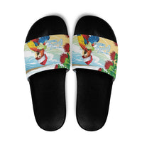Have A Very Beach Christmas Slide Sandals Parrot By Lehua Flower LT7 Art - Polynesian Pride