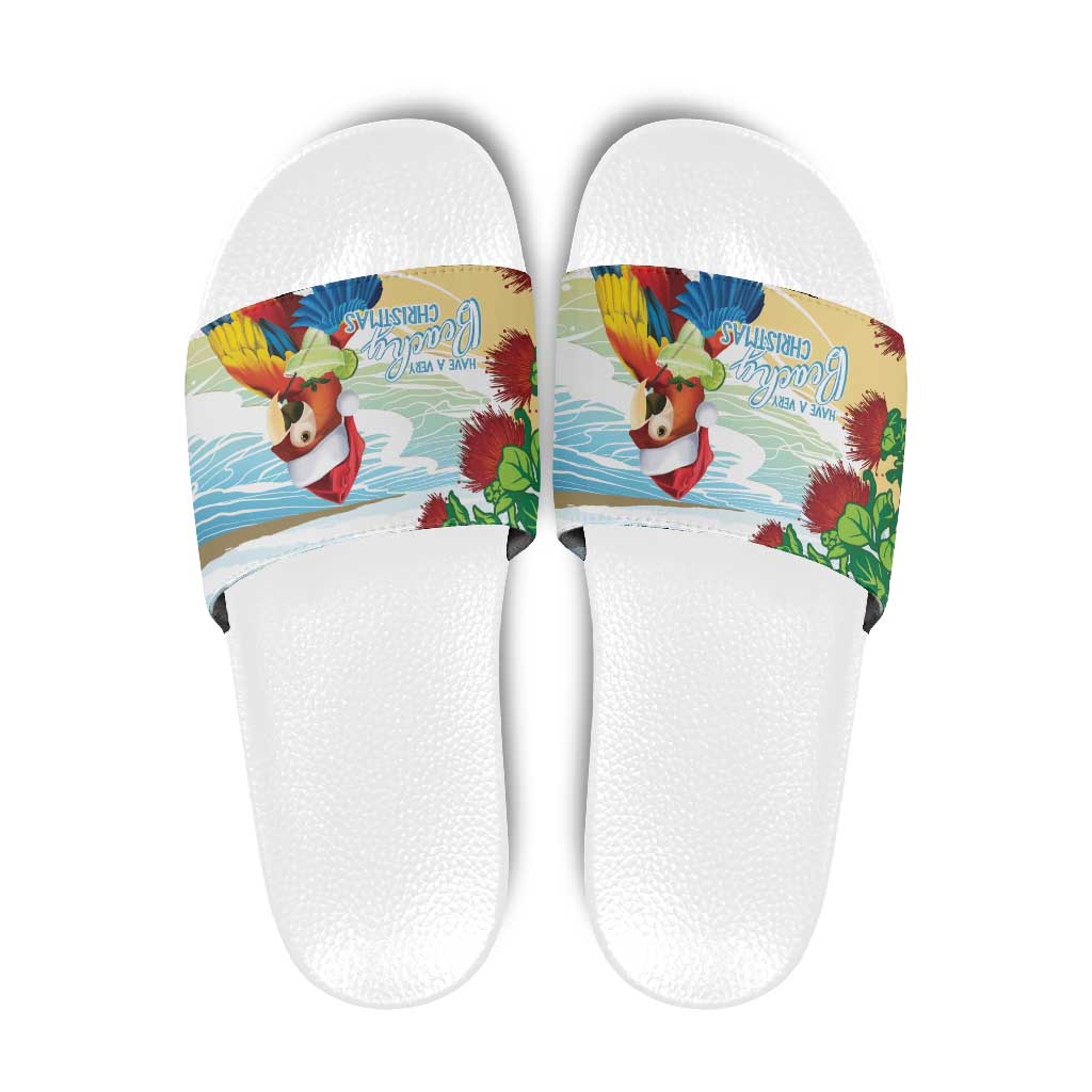 Have A Very Beach Christmas Slide Sandals Parrot By Lehua Flower LT7 Art - Polynesian Pride