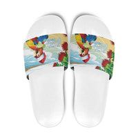 Have A Very Beach Christmas Slide Sandals Parrot By Lehua Flower LT7 Art - Polynesian Pride