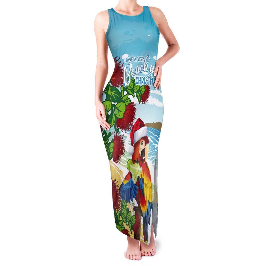 Have A Very Beach Christmas Tank Maxi Dress Parrot By Lehua Flower LT7 Women Art - Polynesian Pride