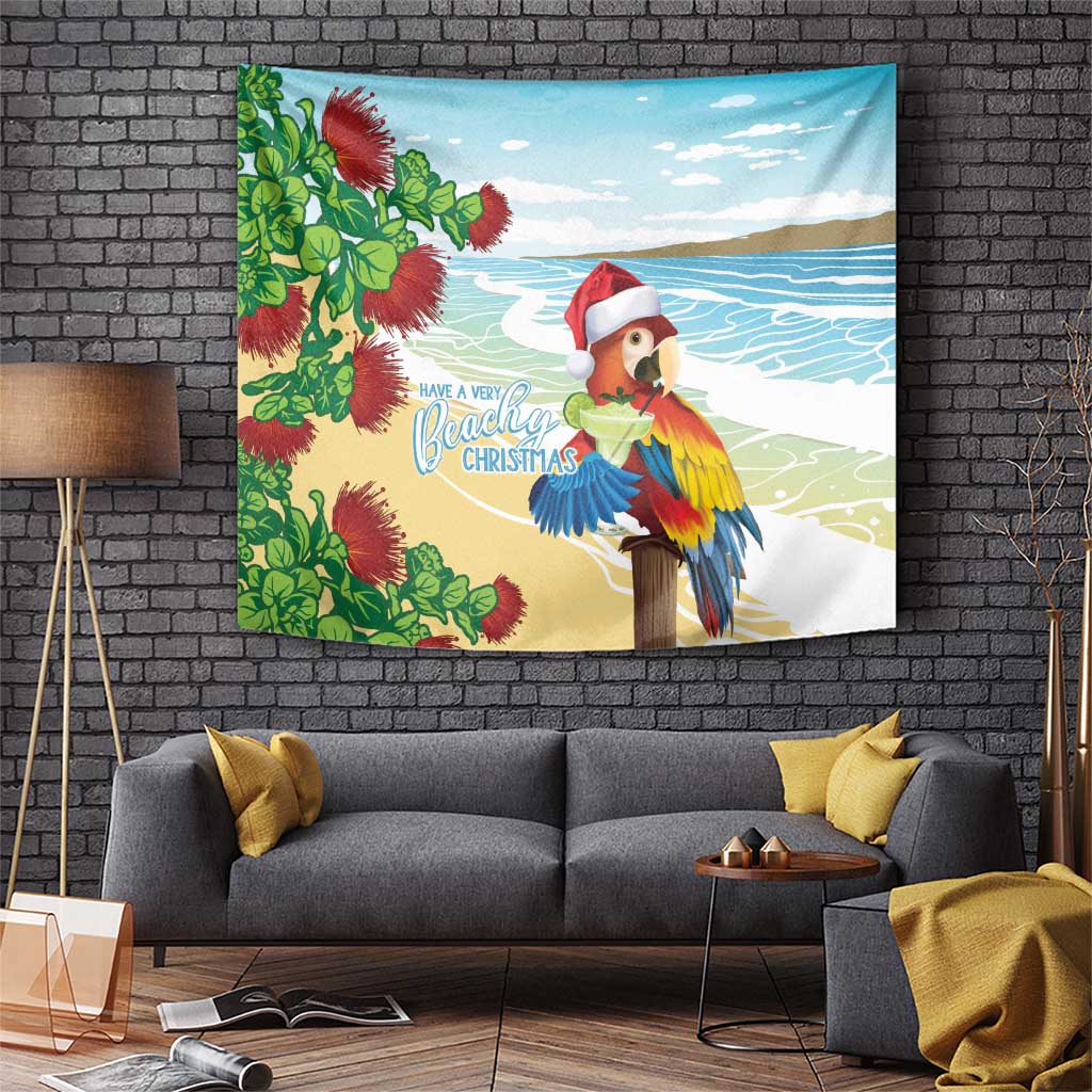Have A Very Beach Christmas Tapestry Parrot By Lehua Flower LT7 Art - Polynesian Pride