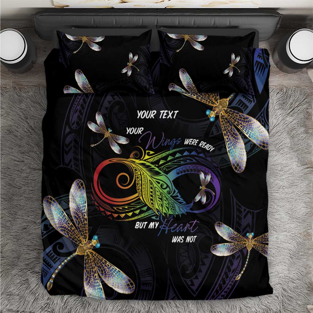 Personalised Polynesian Memorial Bedding Set Your Wings Were Ready But My Heart Was Not LT7 Black - Polynesian Pride