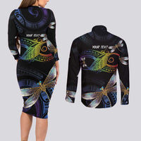 Personalised Polynesian Memorial Couples Matching Long Sleeve Bodycon Dress and Long Sleeve Button Shirt Your Wings Were Ready But My Heart Was Not