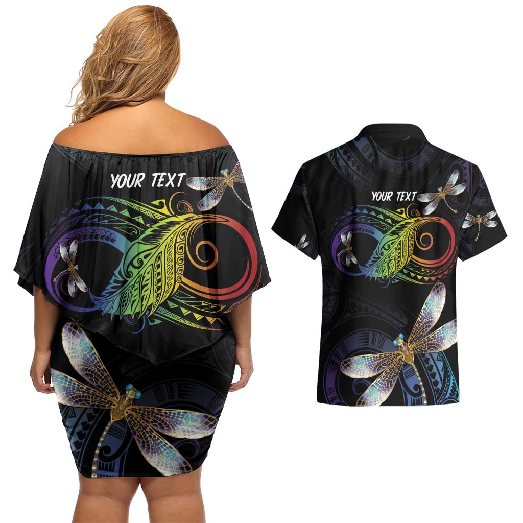 Personalised Polynesian Memorial Couples Matching Off Shoulder Short Dress and Hawaiian Shirt Your Wings Were Ready But My Heart Was Not