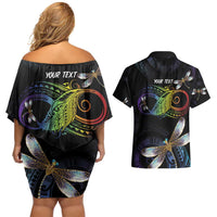 Personalised Polynesian Memorial Couples Matching Off Shoulder Short Dress and Hawaiian Shirt Your Wings Were Ready But My Heart Was Not