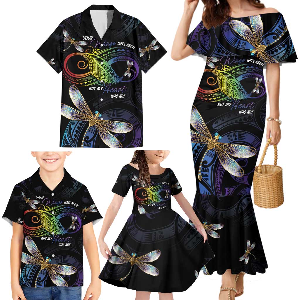 Personalised Polynesian Memorial Family Matching Mermaid Dress and Hawaiian Shirt Your Wings Were Ready But My Heart Was Not