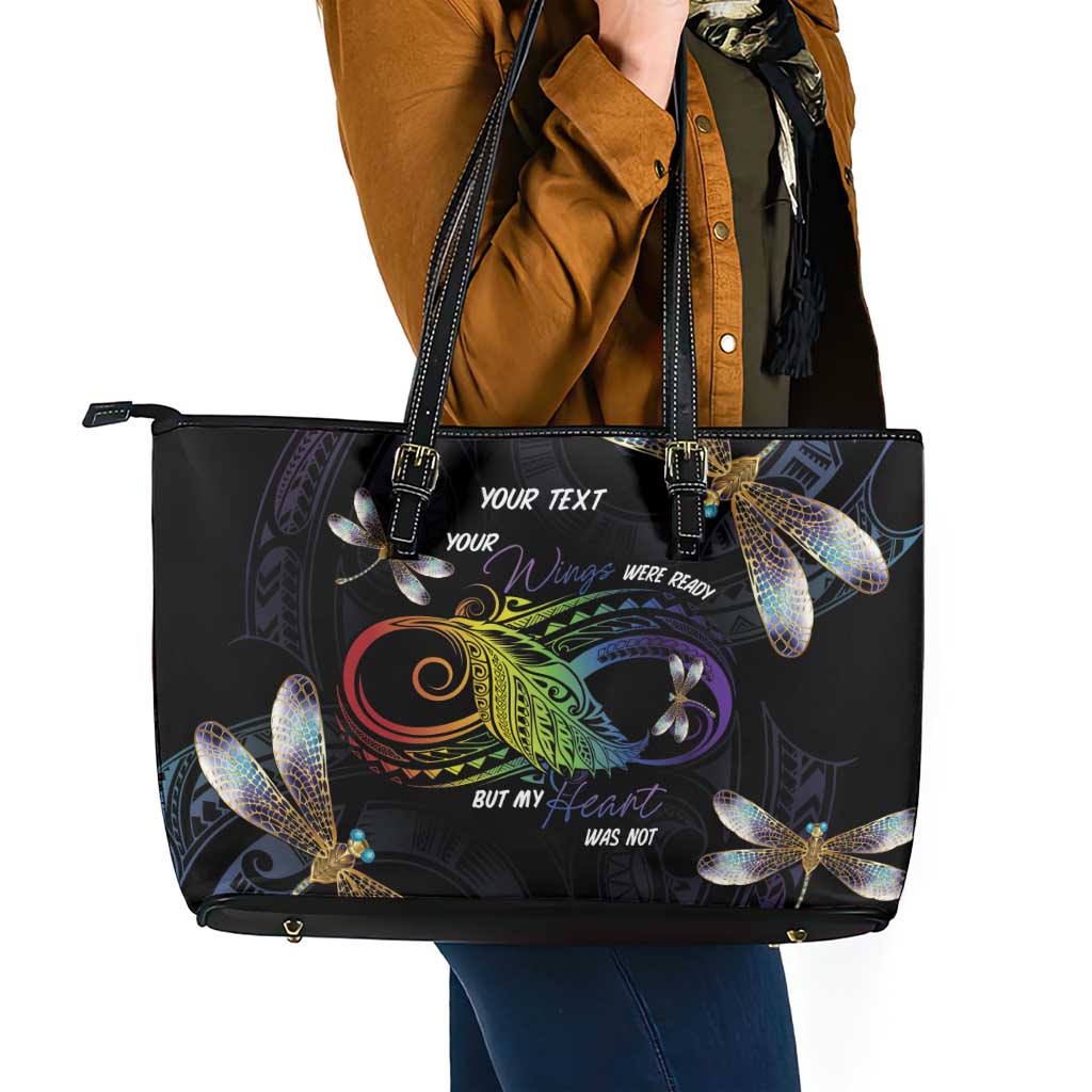 Personalised Polynesian Memorial Leather Tote Bag Your Wings Were Ready But My Heart Was Not