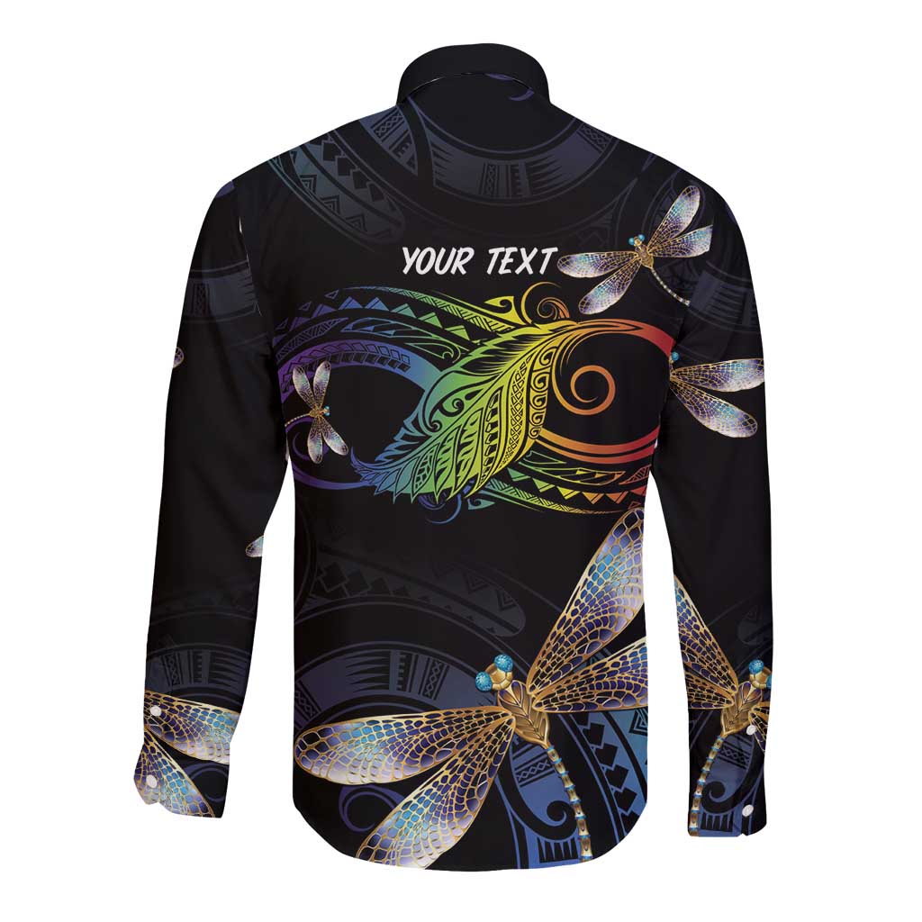Personalised Polynesian Memorial Long Sleeve Button Shirt Your Wings Were Ready But My Heart Was Not