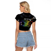 Personalised Polynesian Memorial Raglan Cropped T Shirt Your Wings Were Ready But My Heart Was Not LT7 - Polynesian Pride