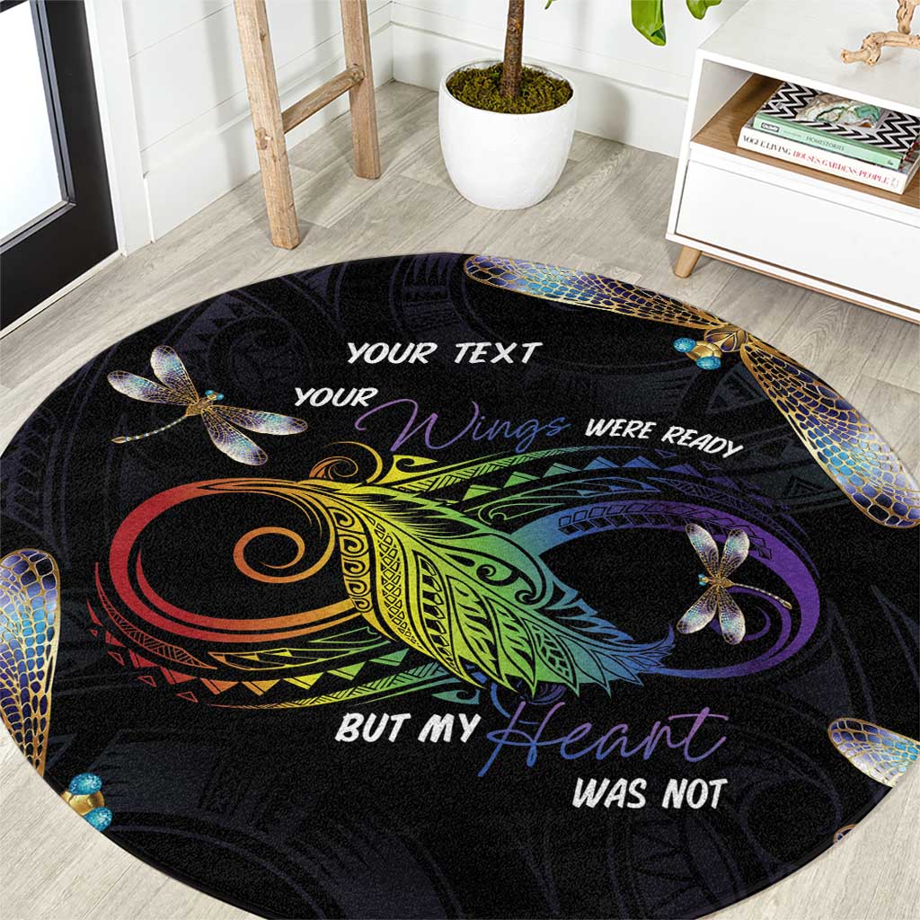 Personalised Polynesian Memorial Round Carpet Your Wings Were Ready But My Heart Was Not