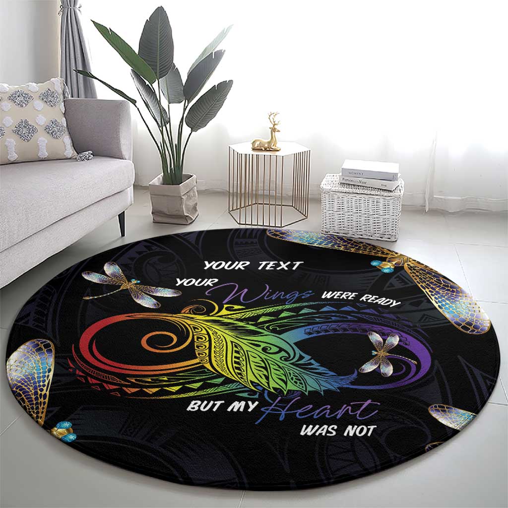 Personalised Polynesian Memorial Round Carpet Your Wings Were Ready But My Heart Was Not