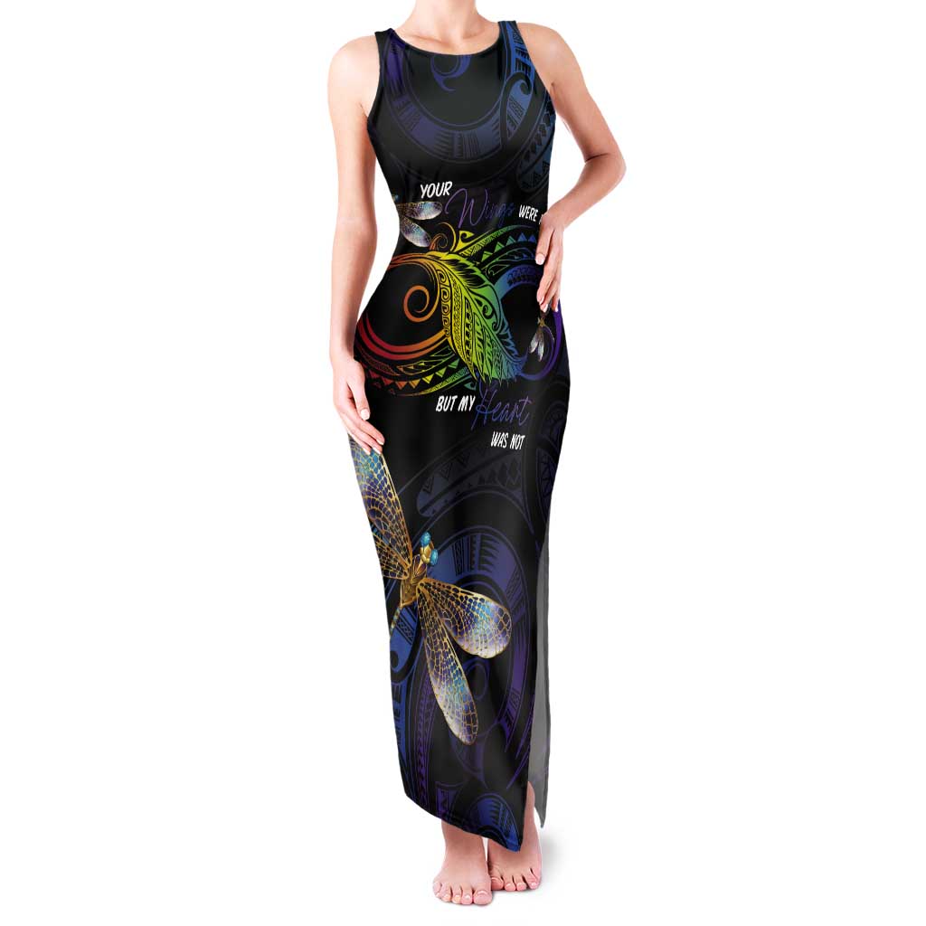 Personalised Polynesian Memorial Tank Maxi Dress Your Wings Were Ready But My Heart Was Not LT7 Women Black - Polynesian Pride