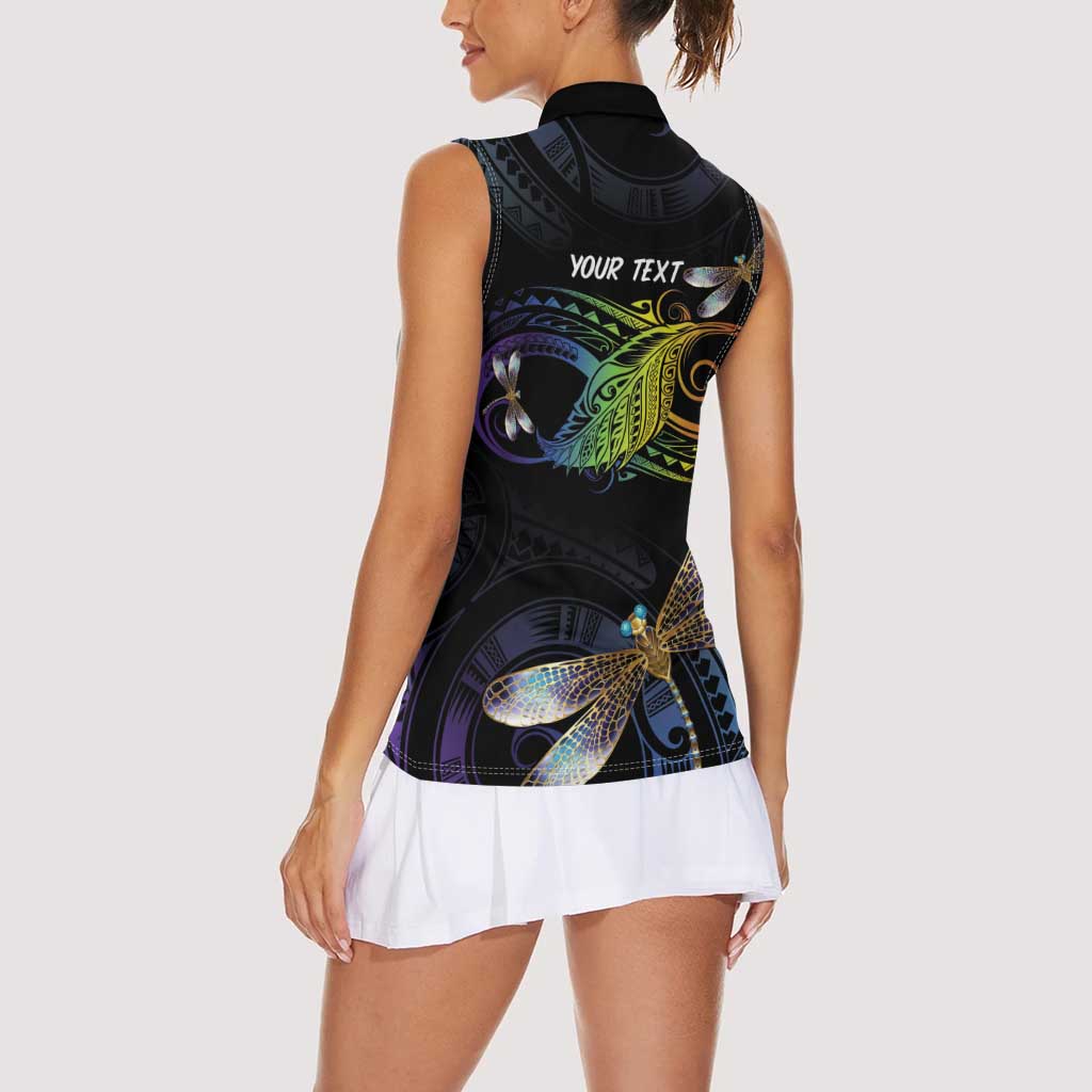 Personalised Polynesian Memorial Women Sleeveless Polo Shirt Your Wings Were Ready But My Heart Was Not