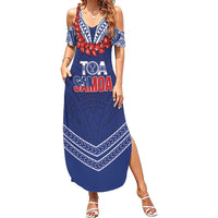 Toa Samoa Rugby Custom Family Matching Summer Maxi Dress and Hawaiian Shirt Ulafala Mix Nifo'oti - Polynesian Pride