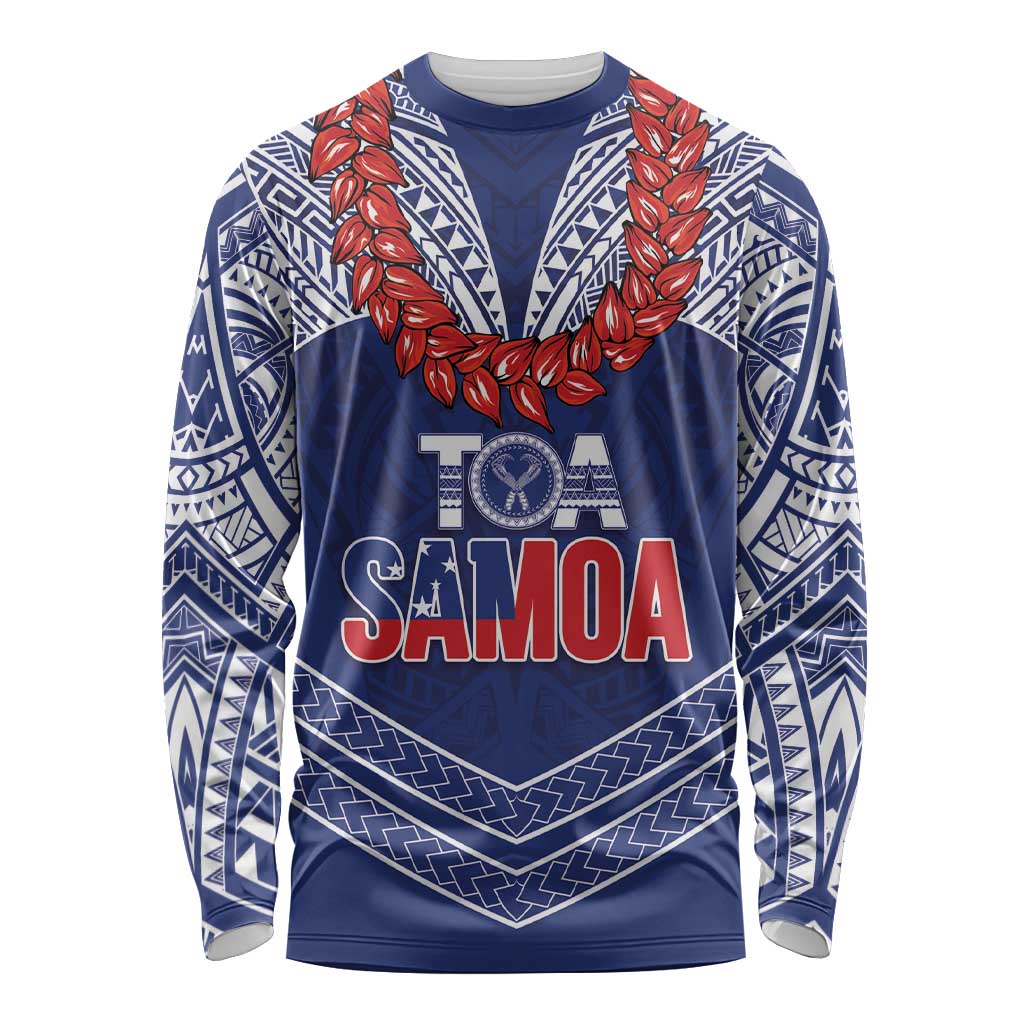 Toa Samoa Rugby Custom Long Sleeve Shirt Ulafala Mix Nifo'oti - Polynesian Pride