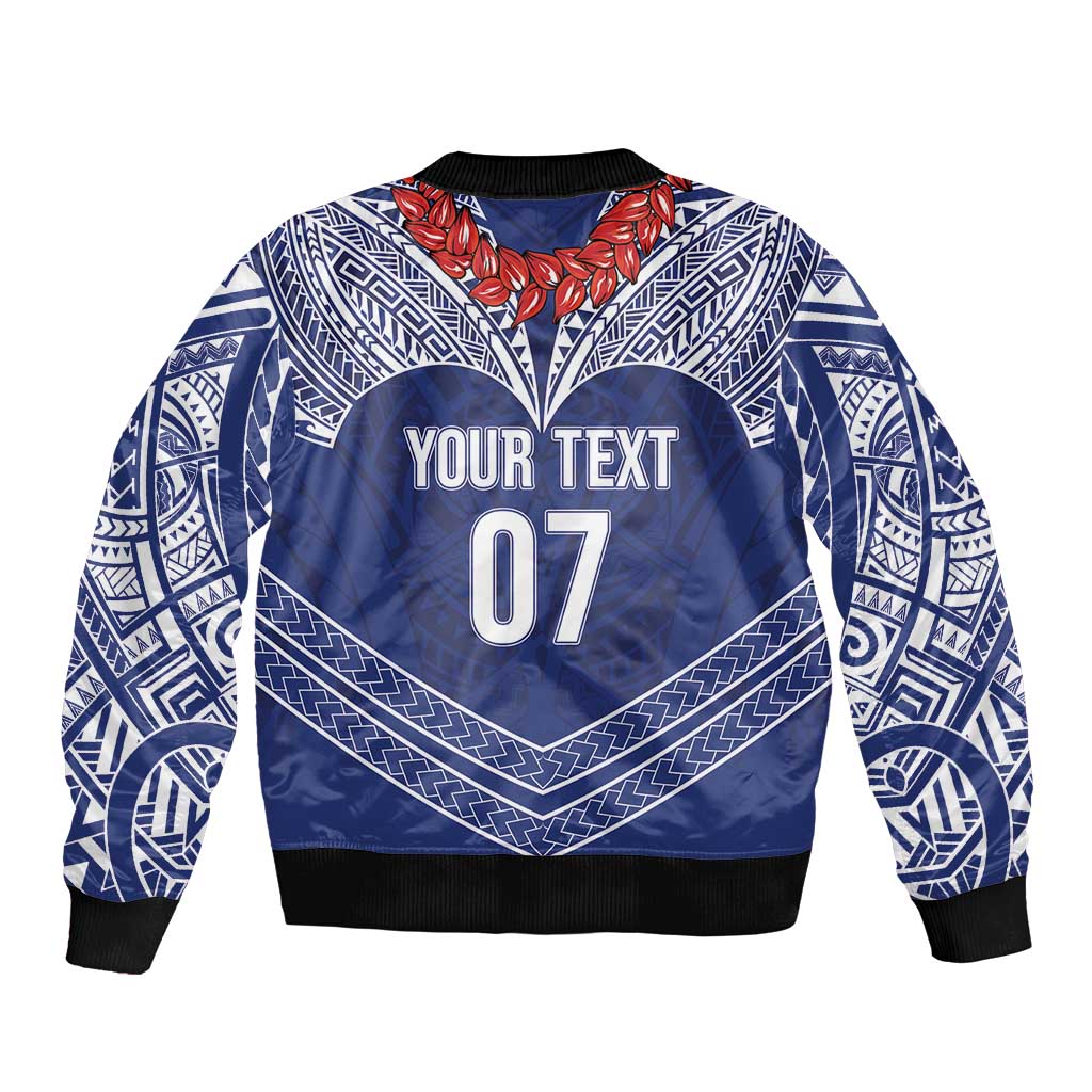 Toa Samoa Rugby Custom Sleeve Zip Bomber Jacket Ulafala Mix Nifo'oti - Polynesian Pride