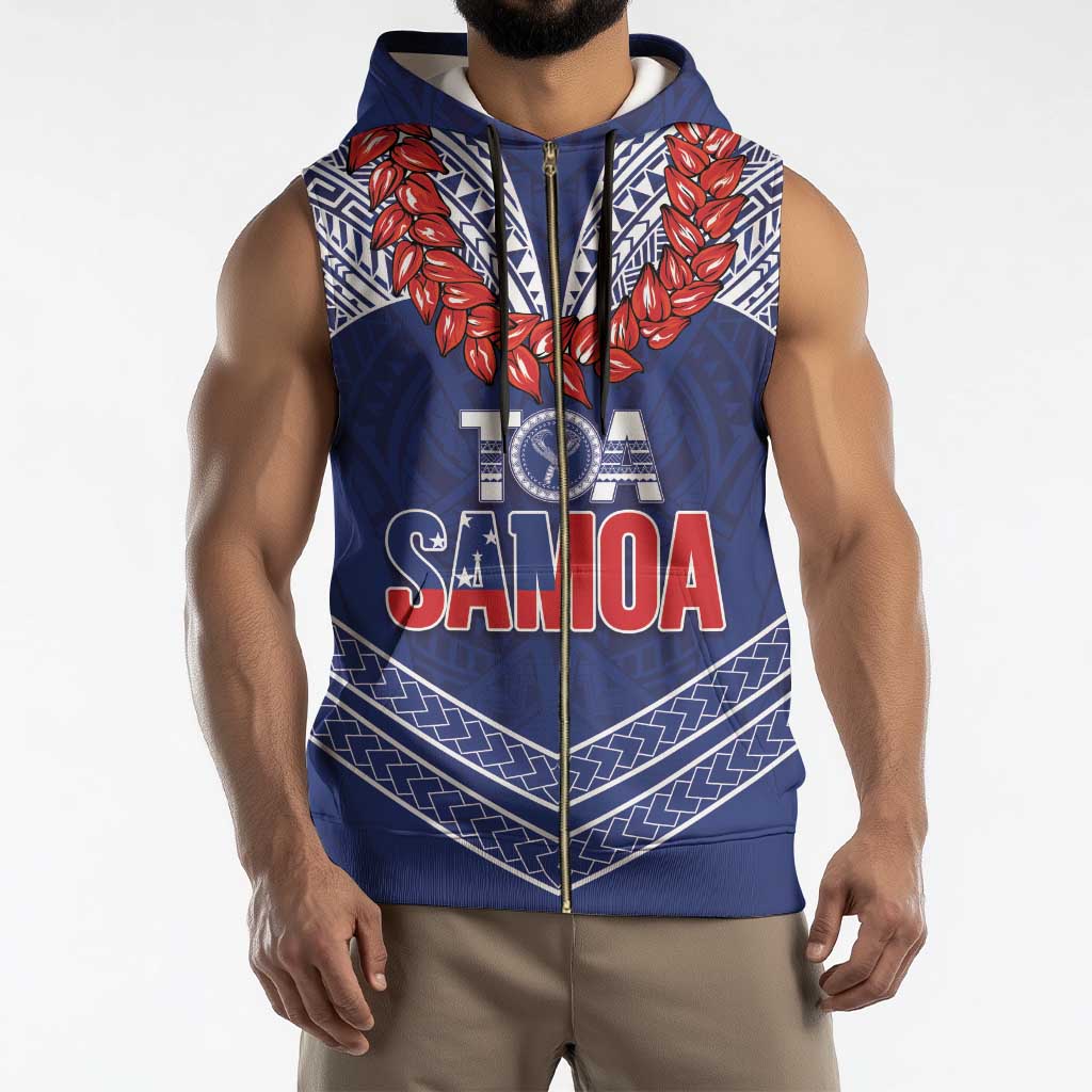 Toa Samoa Rugby Custom Sleeveless Zip Hoodie Ulafala Mix Nifo'oti - Polynesian Pride