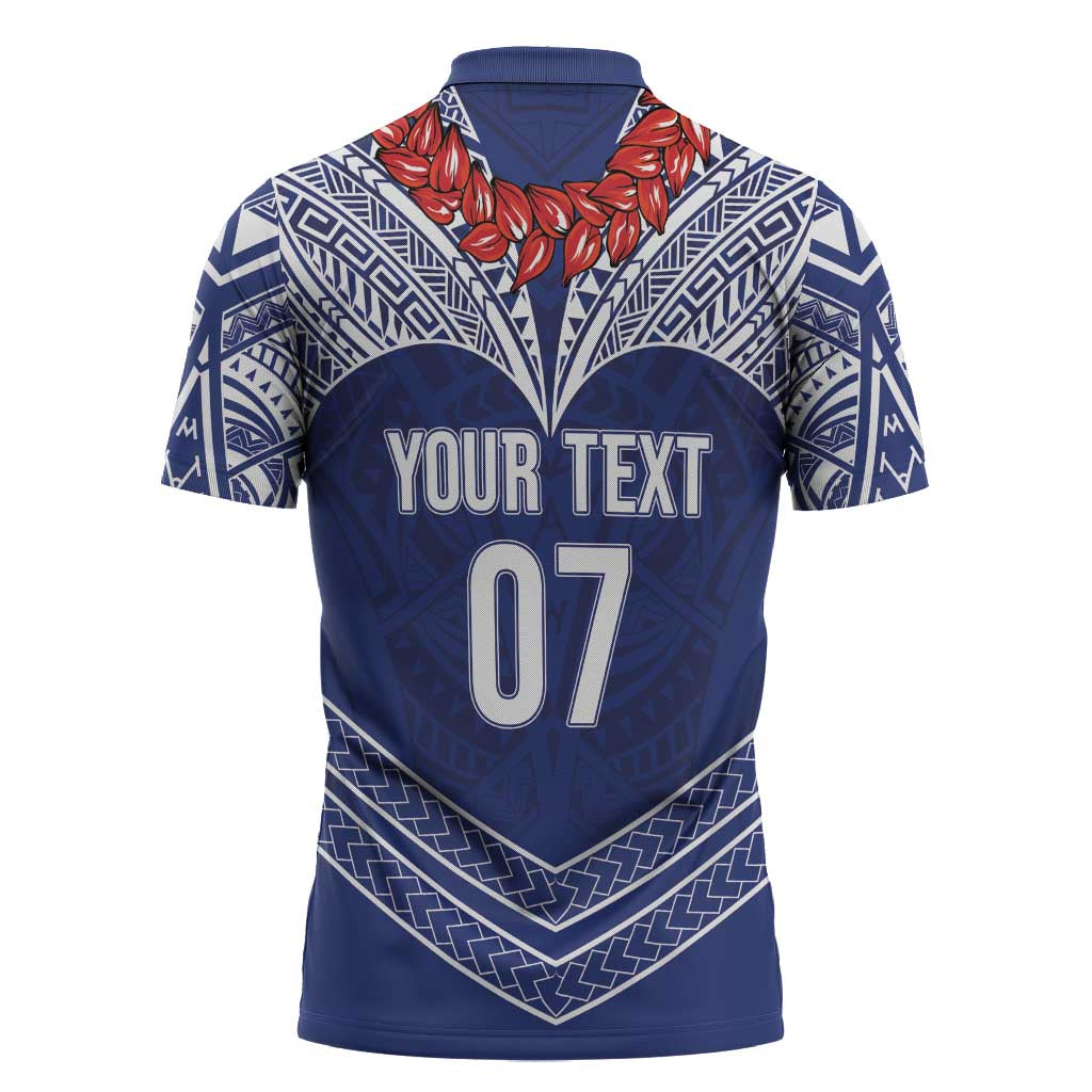 Toa Samoa Rugby Custom Zipper Polo Shirt Ulafala Mix Nifo'oti - Polynesian Pride